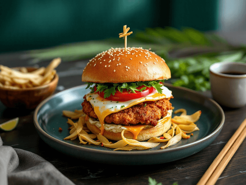Egg and Crispy Chicken Burger