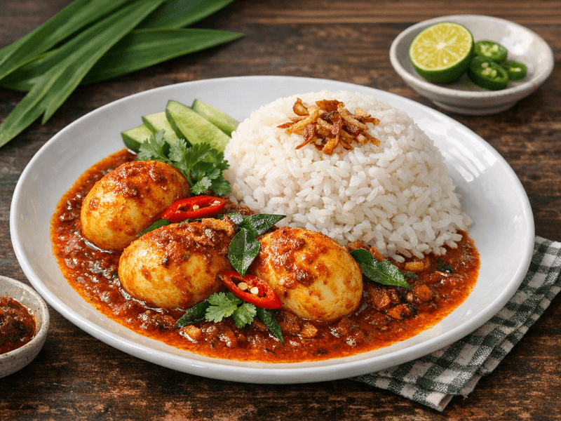Kari Telur dengan Nasi