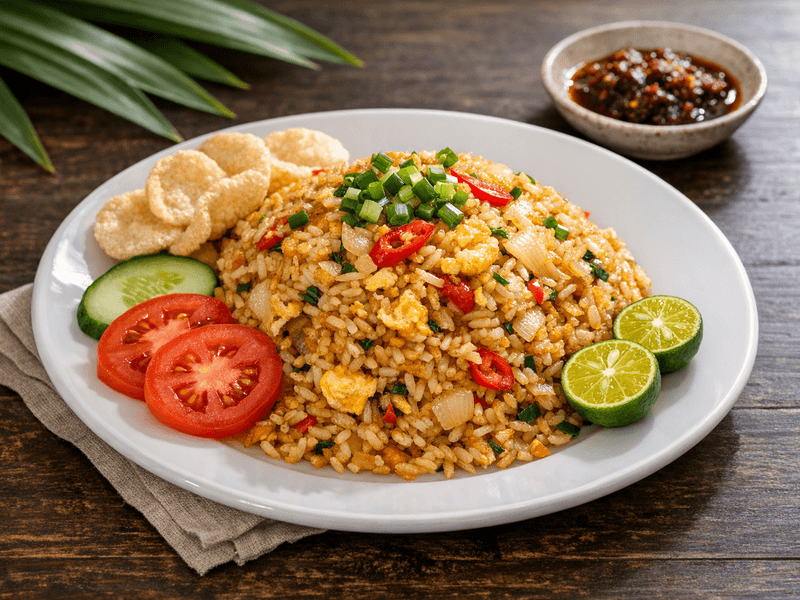 Nasi Goreng Telur dengan Bawang dan Cili