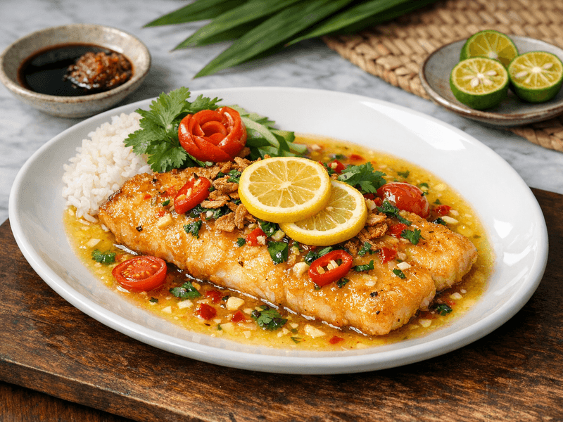 Ikan Fillet dengan Sos Mentega Lemon