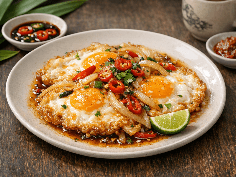 Telur Goreng dengan Bawang dan Cili