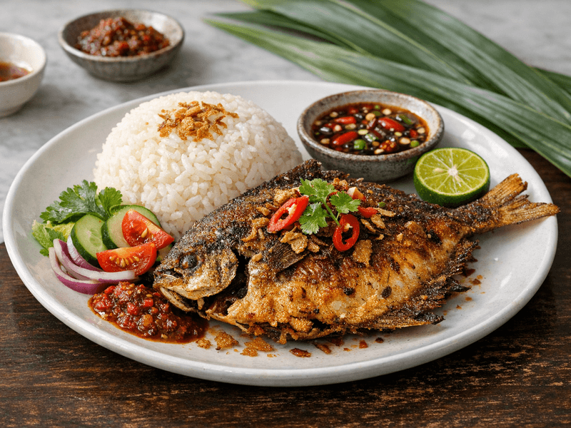 Fried Pomfret with Rice