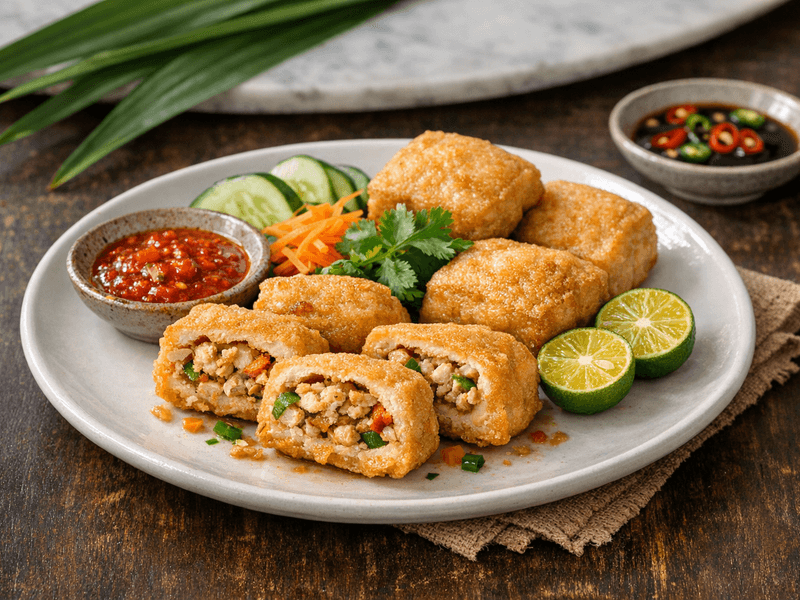 Fried Tofu with Chicken Filling