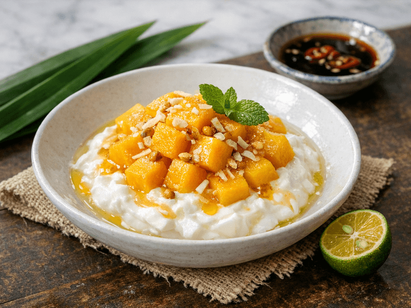 Yogurt Greek dengan mangga