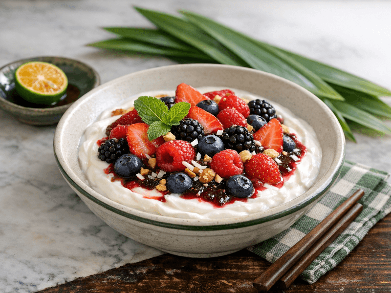 Yogurt Greek dengan beri campuran