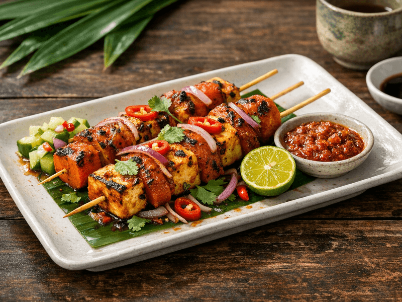 Grilled Carrot and Paneer Skewer