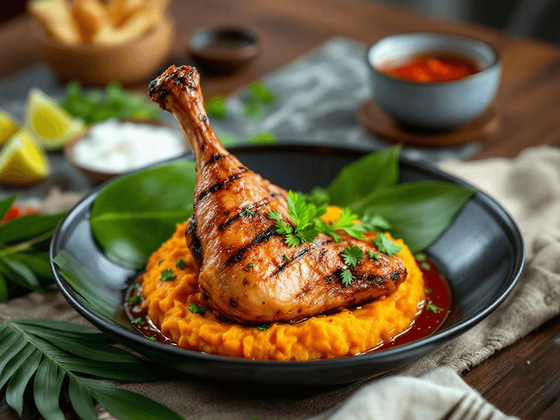 Grilled Chicken Thigh with Mashed Sweet Potato