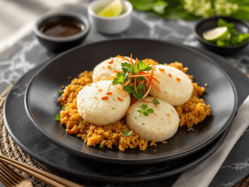 Idli dengan Nasi Separuh Masak