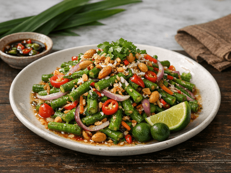 Kerabu Kacang Panjang dengan Kacang Goreng