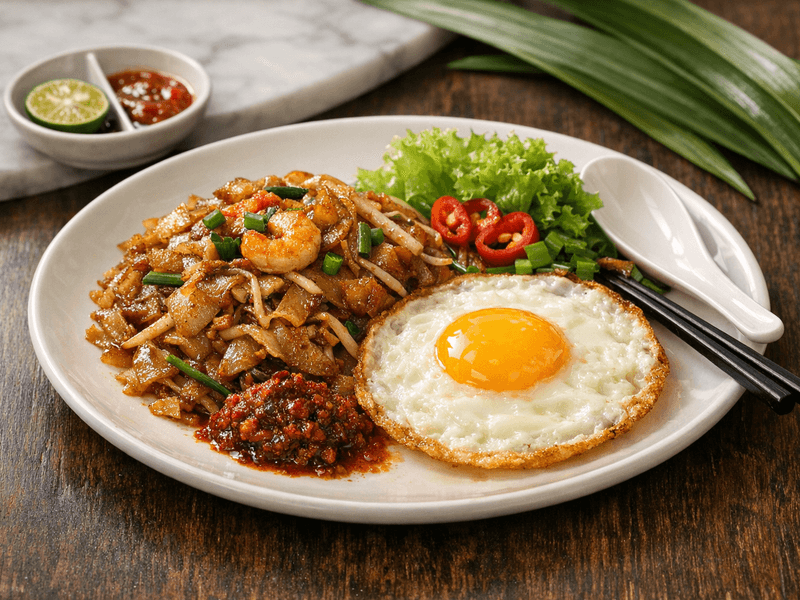 Kuew Tiaw Separuh dengan Telur