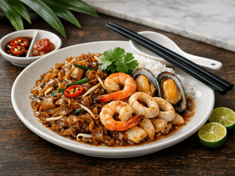 Kuew Tiaw Separuh dengan Makanan Laut
