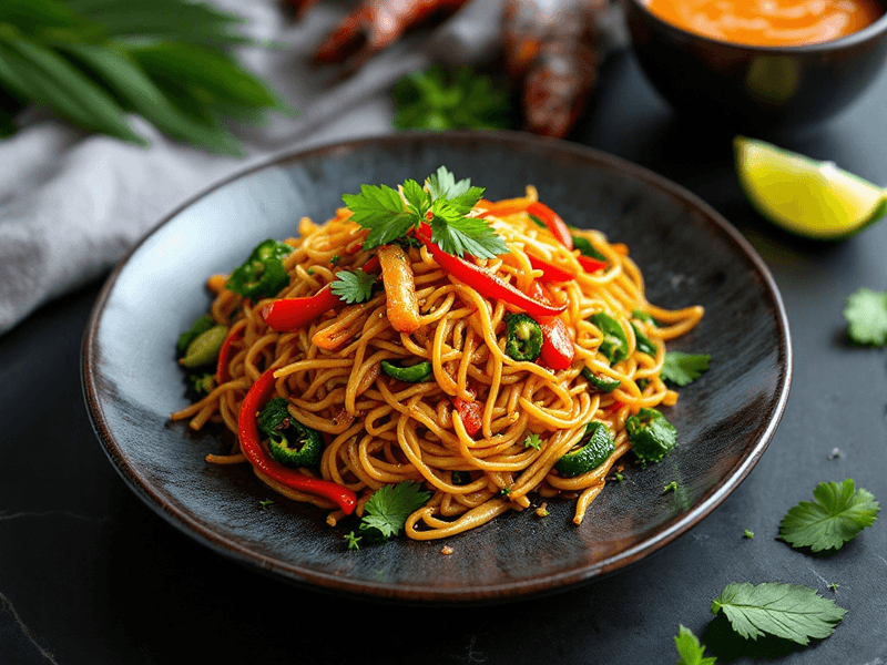 Kuew Tiaw with Vegetable Stir Fry