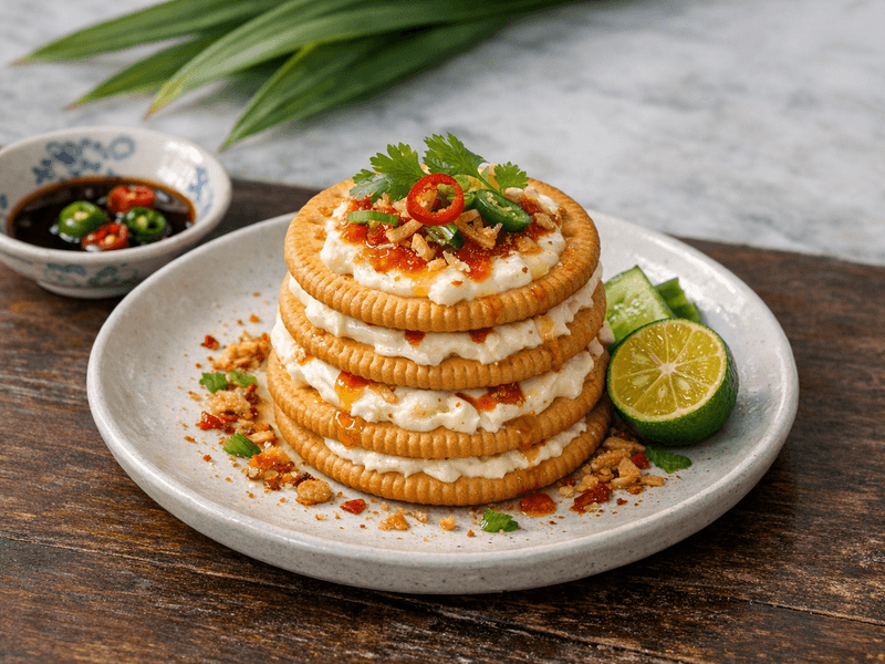 Biskut Marie dengan Krim Keju