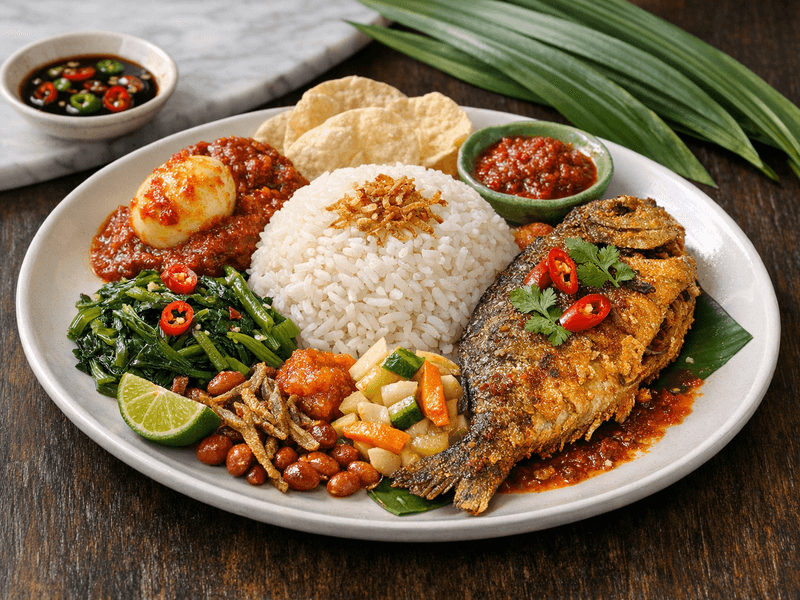 Nasi Campur with Fried Fish