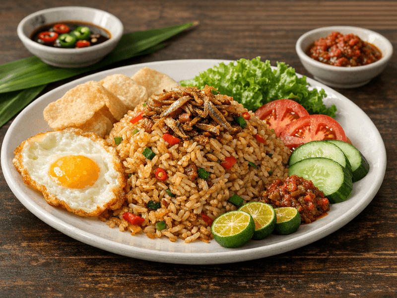 Nasi Goreng Kampung dengan Ikan Bilis