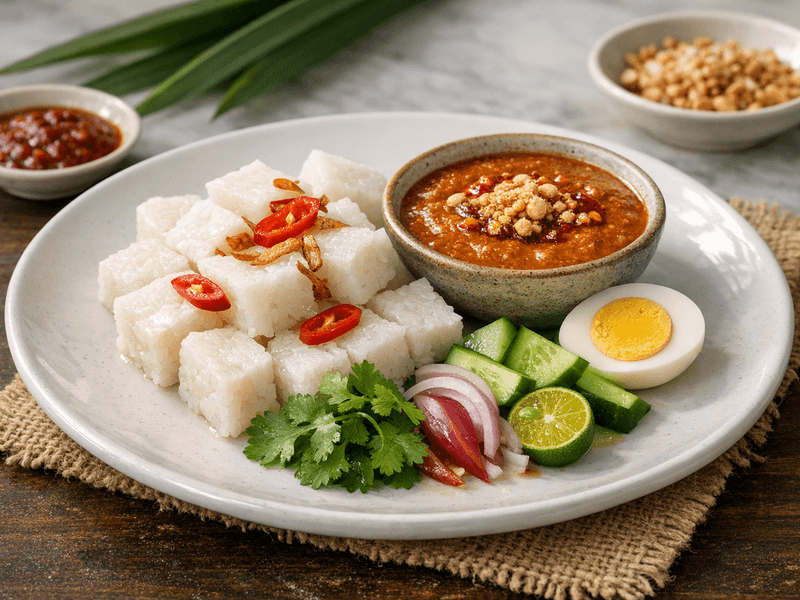Nasi Impit dengan Kuah Kacang