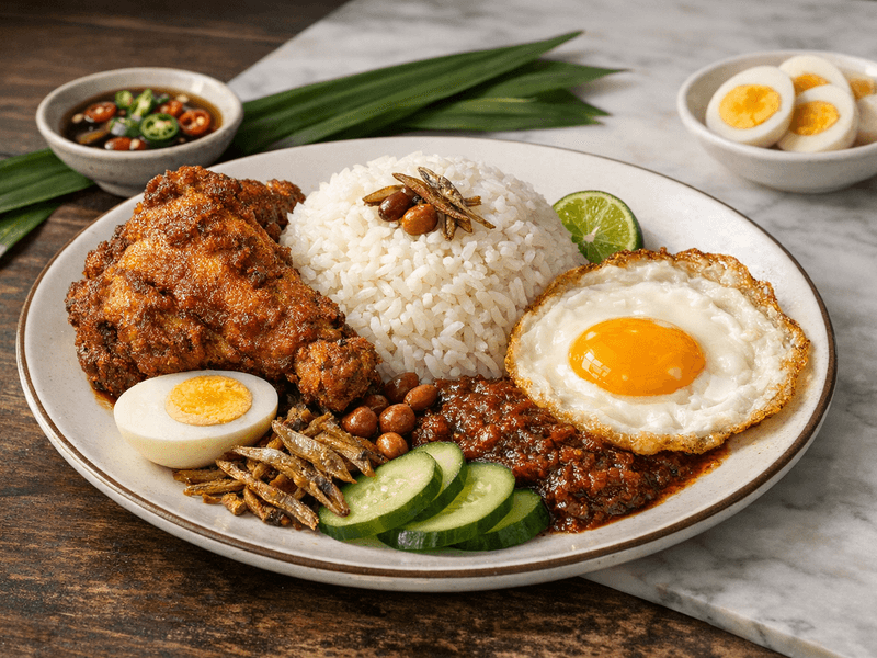Nasi Lemak Telur Mata Ayam Goreng Berempah