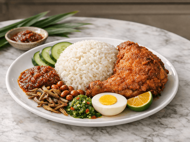 Nasi Lemak with Half Fried Chicken