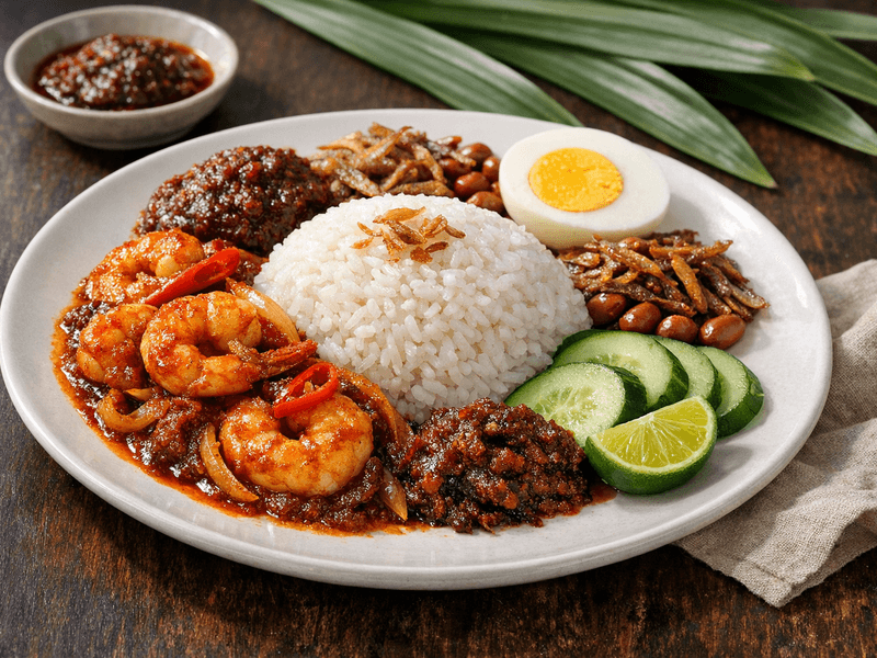 Nasi Lemak dengan Udang