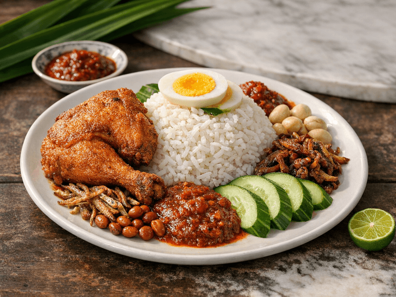 Nasi Lemak with Quarter Fried Chicken