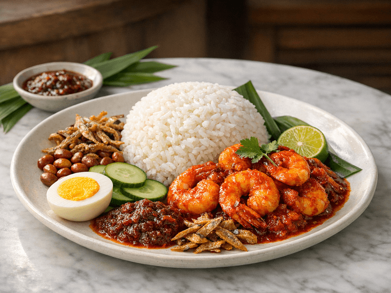 Nasi Lemak dengan Sambal Udang