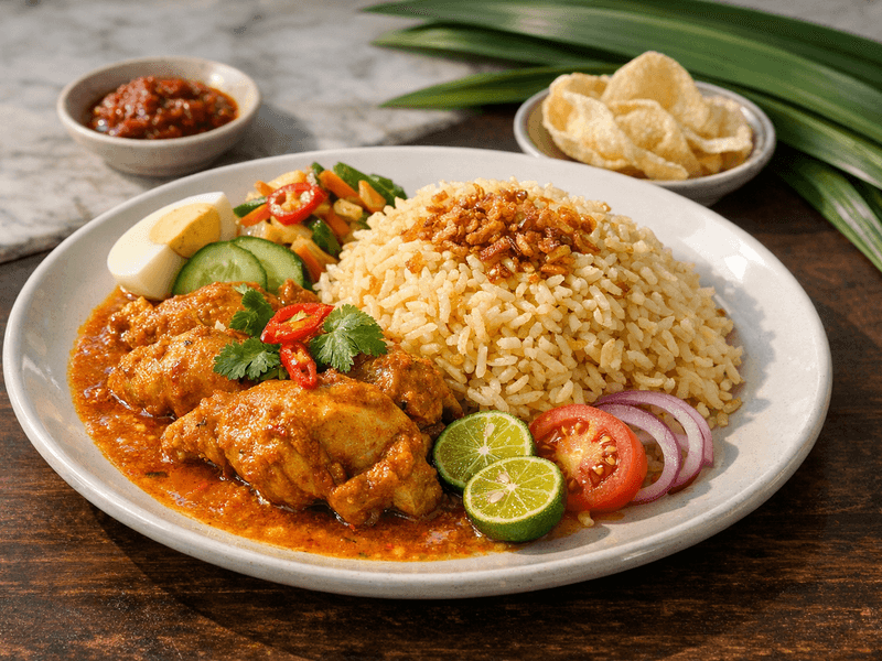 Nasi Minyak dengan Gulai Ayam