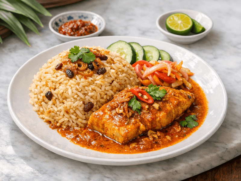 Nasi Minyak dengan Gulai Ikan