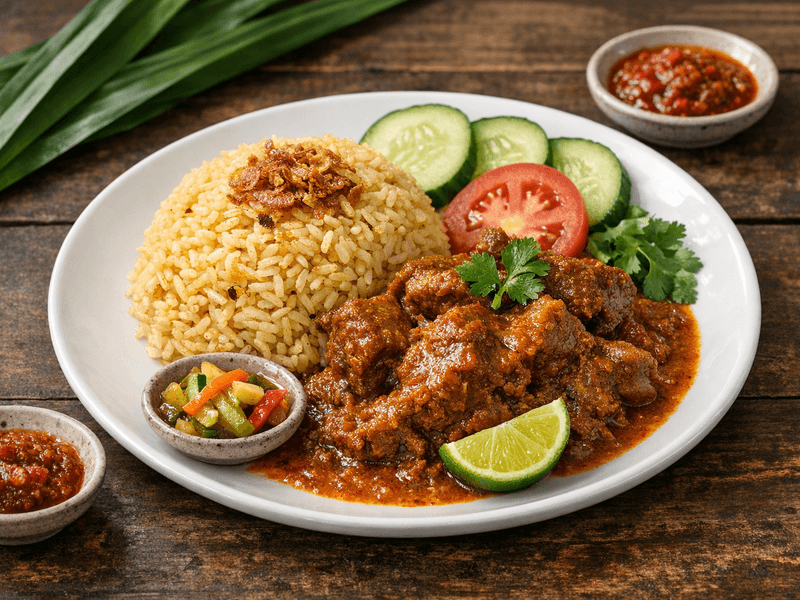 Nasi Minyak dengan Gulai Kambing