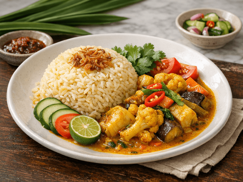 Nasi Minyak dengan Gulai Sayur