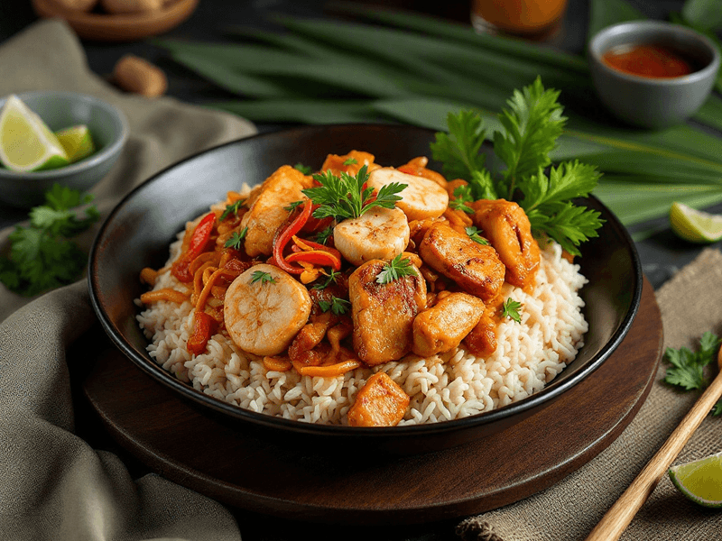 Nasi Putih Sup Ayam Kailan Ikan Masin
