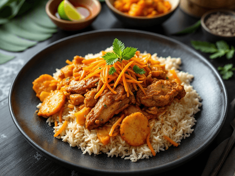 Nasi Separuh,ayam Goreng,sayur Terung
