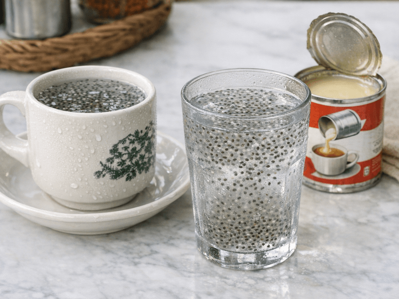 Air kosong dengan biji chia