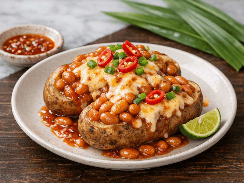 Potato with Baked Beans and Cheese