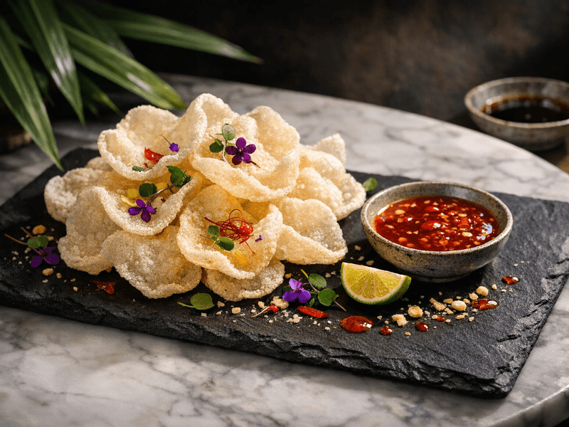 Keropok Udang dengan Sos Cili Manis