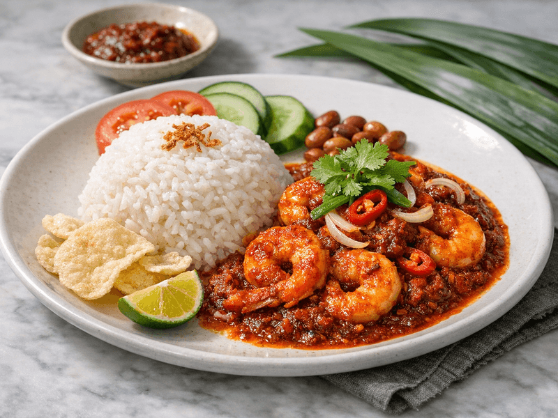 Sambal Udang dengan Nasi
