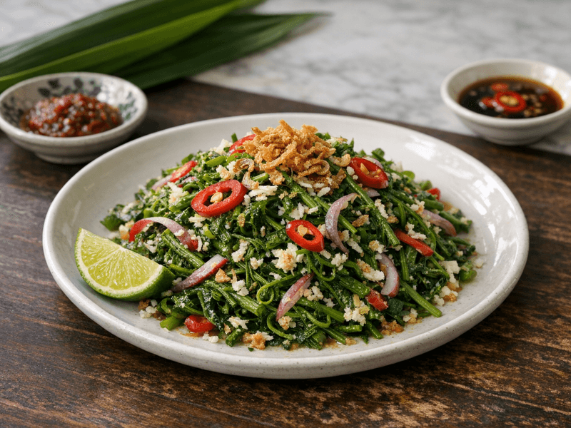 Pucuk Paku Salad with Coconut