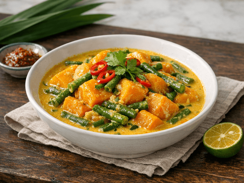 Stew Labu dan Kacang Panjang Bersantan