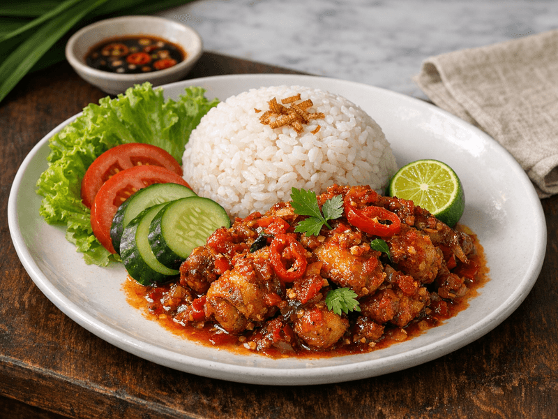 Rice with Ayam Berlada