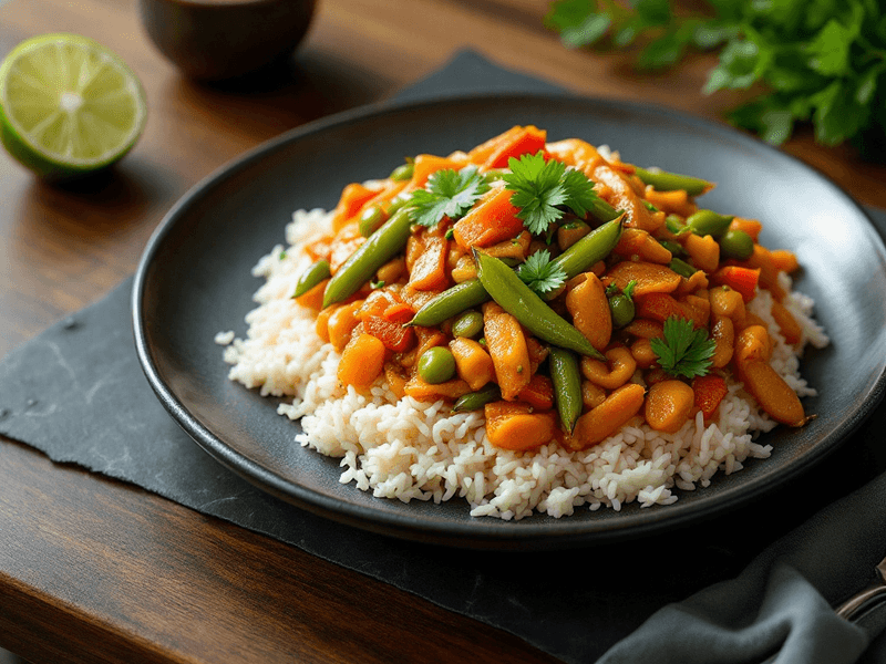 Rice with Stir-Fried French Beans