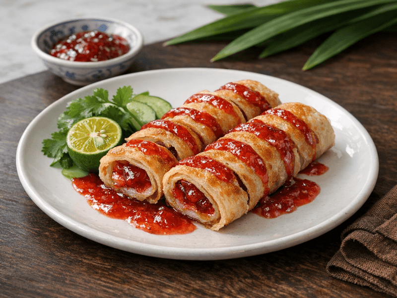 Roti gulung dengan jem strawberi