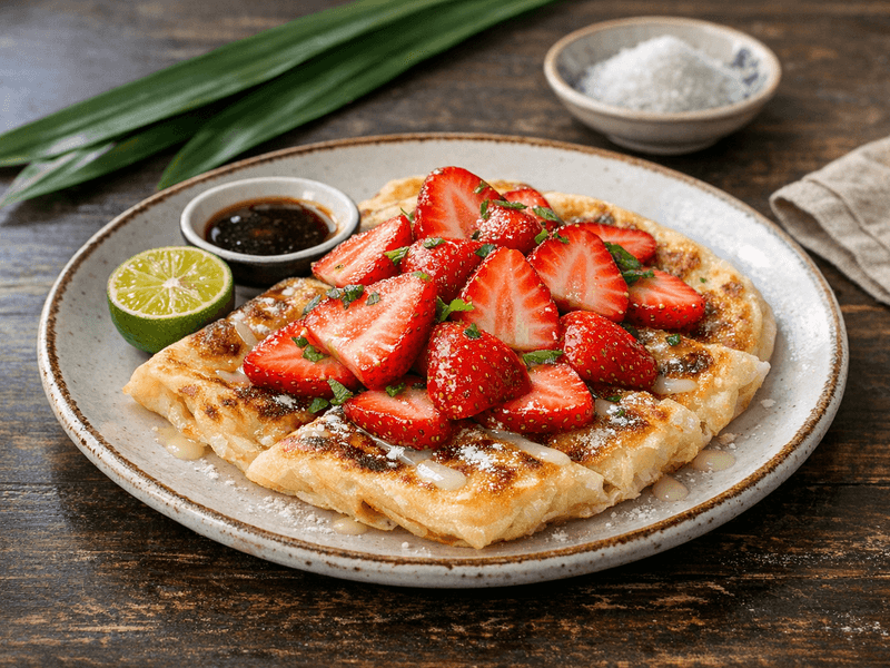 Roti with Fresh Strawberry Slices