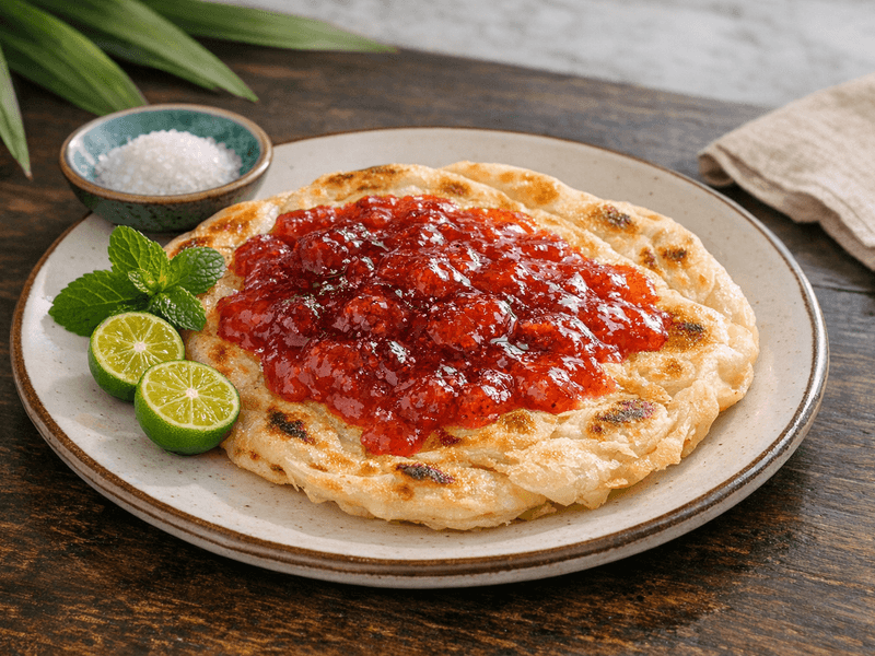 Roti dengan jem strawberi