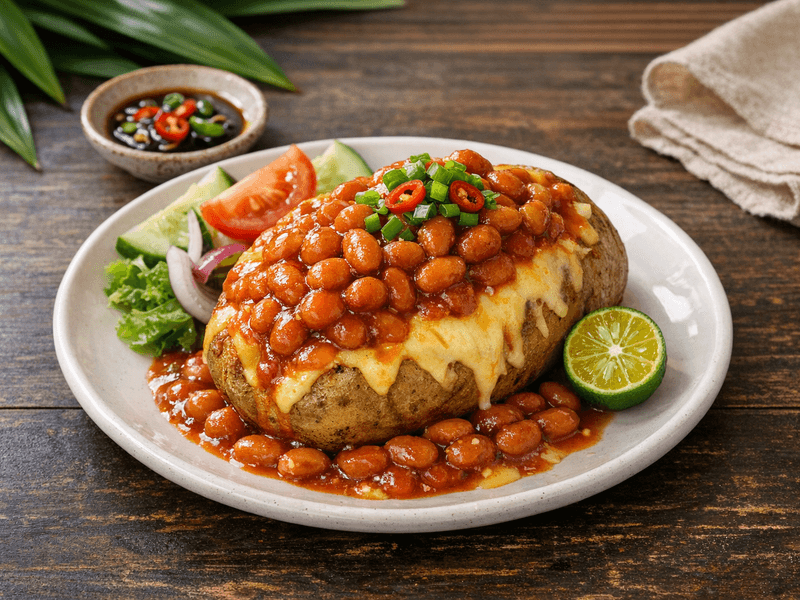 Spud with Cheese with Baked Beans