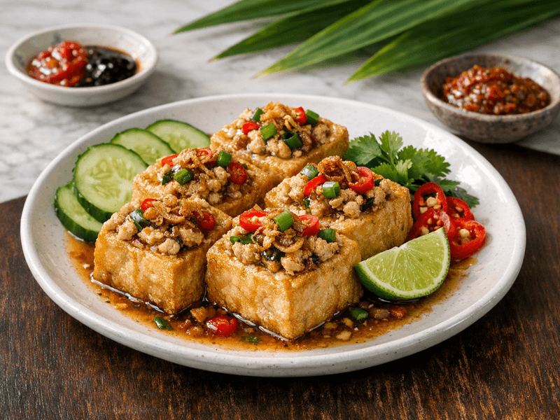Stuffed Tofu with Minced Chicken