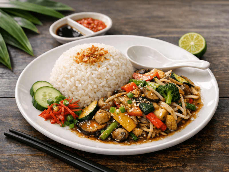 Teppanyaki Sayur dengan Nasi