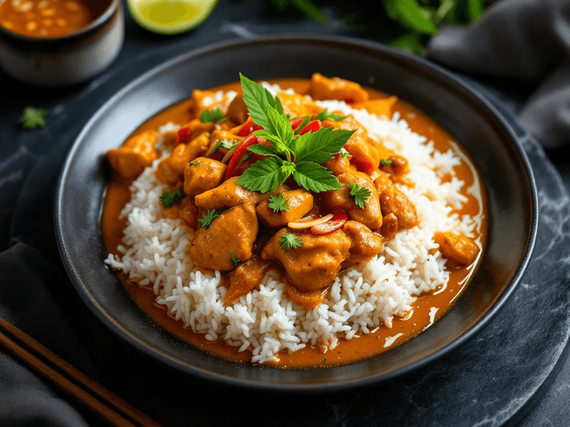 White Rice with Chicken Curry