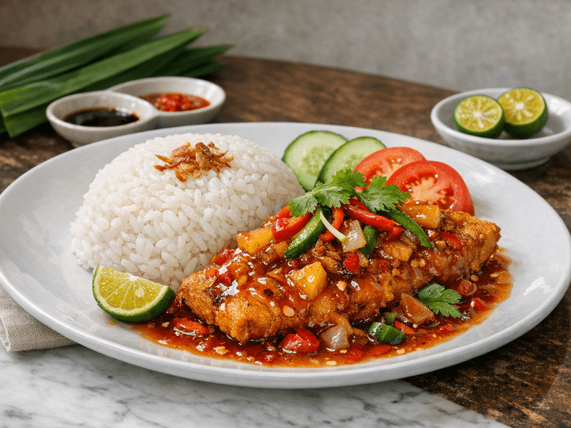 White Rice with Fish in Three-Flavor Sauce