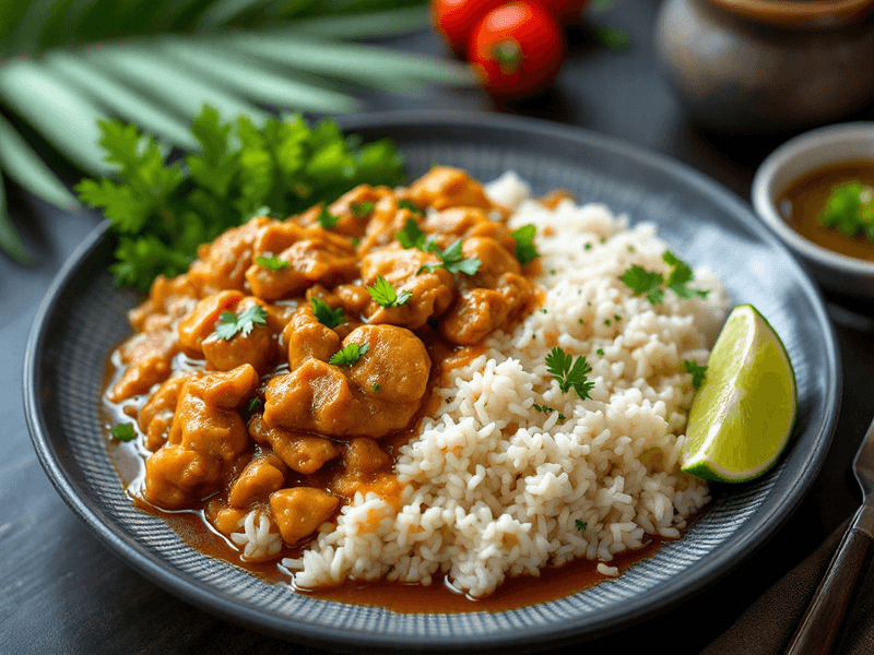 White Rice with Mamak Chicken Gravy