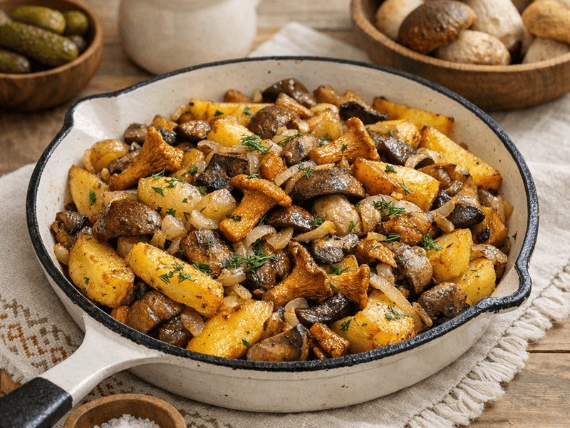 Грибы Жареные С Картошкой