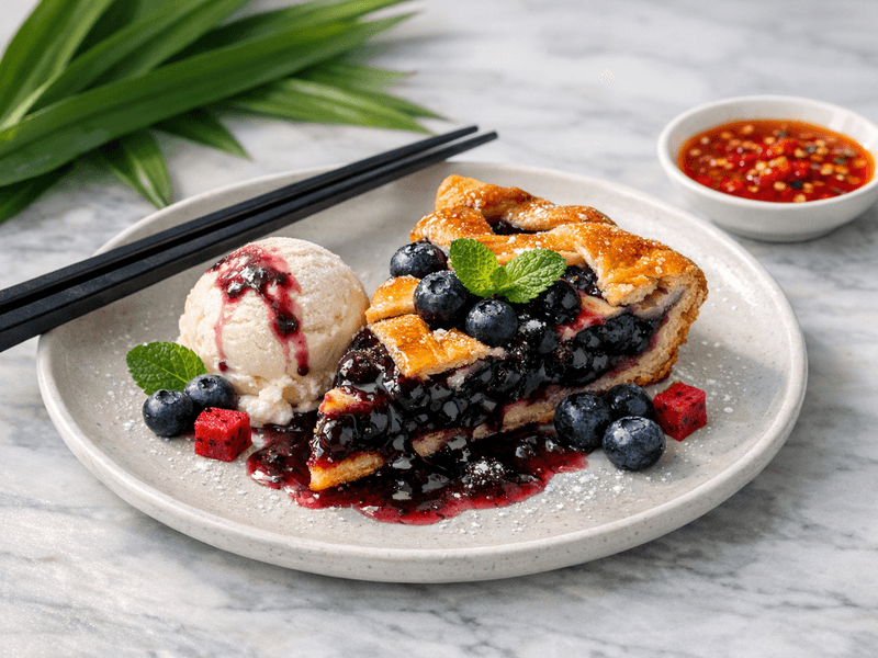 Blueberry Pie with Ice Cream